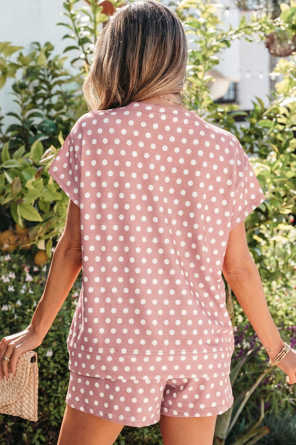 Brown Polka Dot Print Short Set
