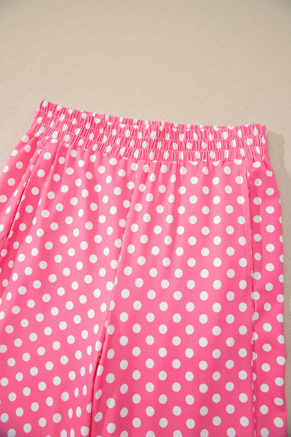 Pink Polka Dot Print Slim Tank Loose Pants 2pcs Outfit