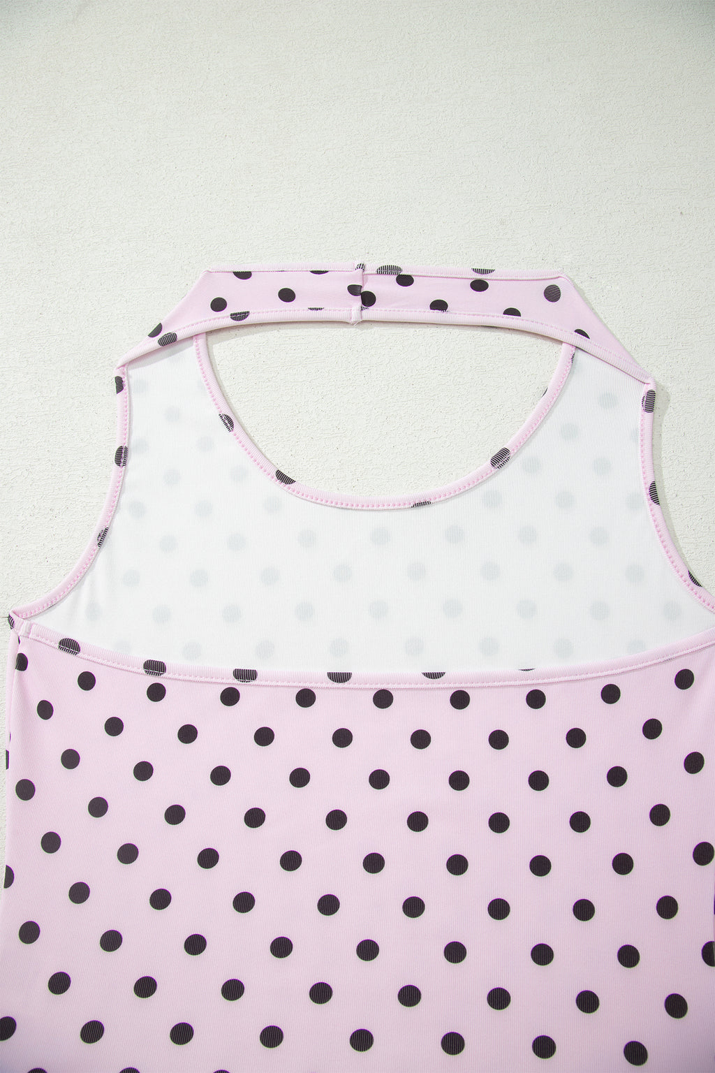 Pink Polka Dot Halter Tank Drawstring Elastic Waist Short Set
