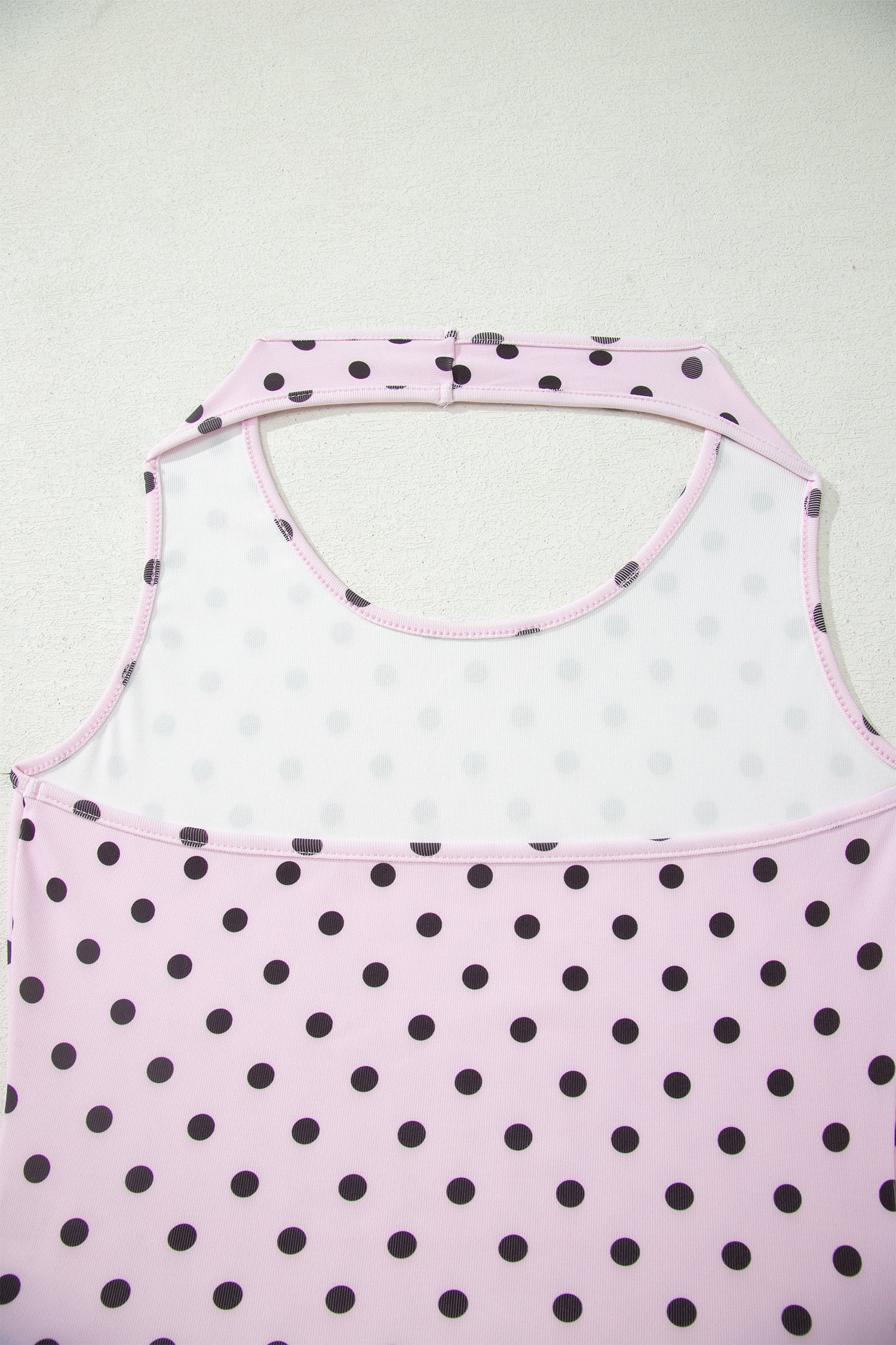 Pink Polka Dot Halter Tank Drawstring Elastic Waist Short Set
