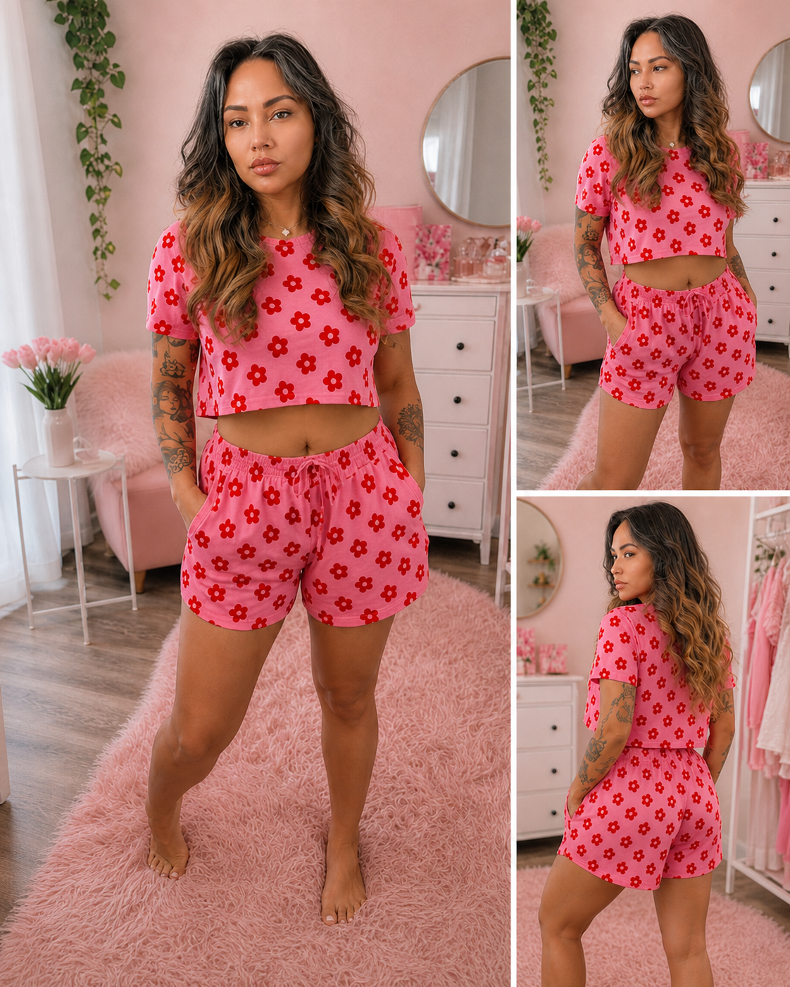 Pink Daisy Dreams Two-Piece Lounge Set