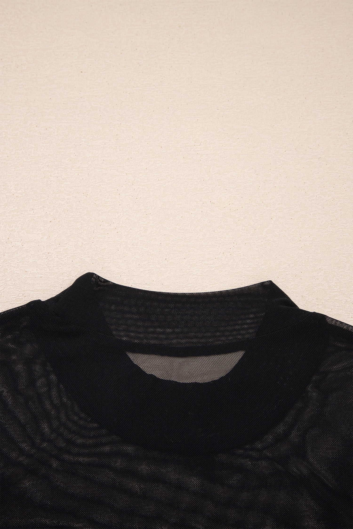 Black Sheer Mesh Patchwork Cap Sleeve T Shirt