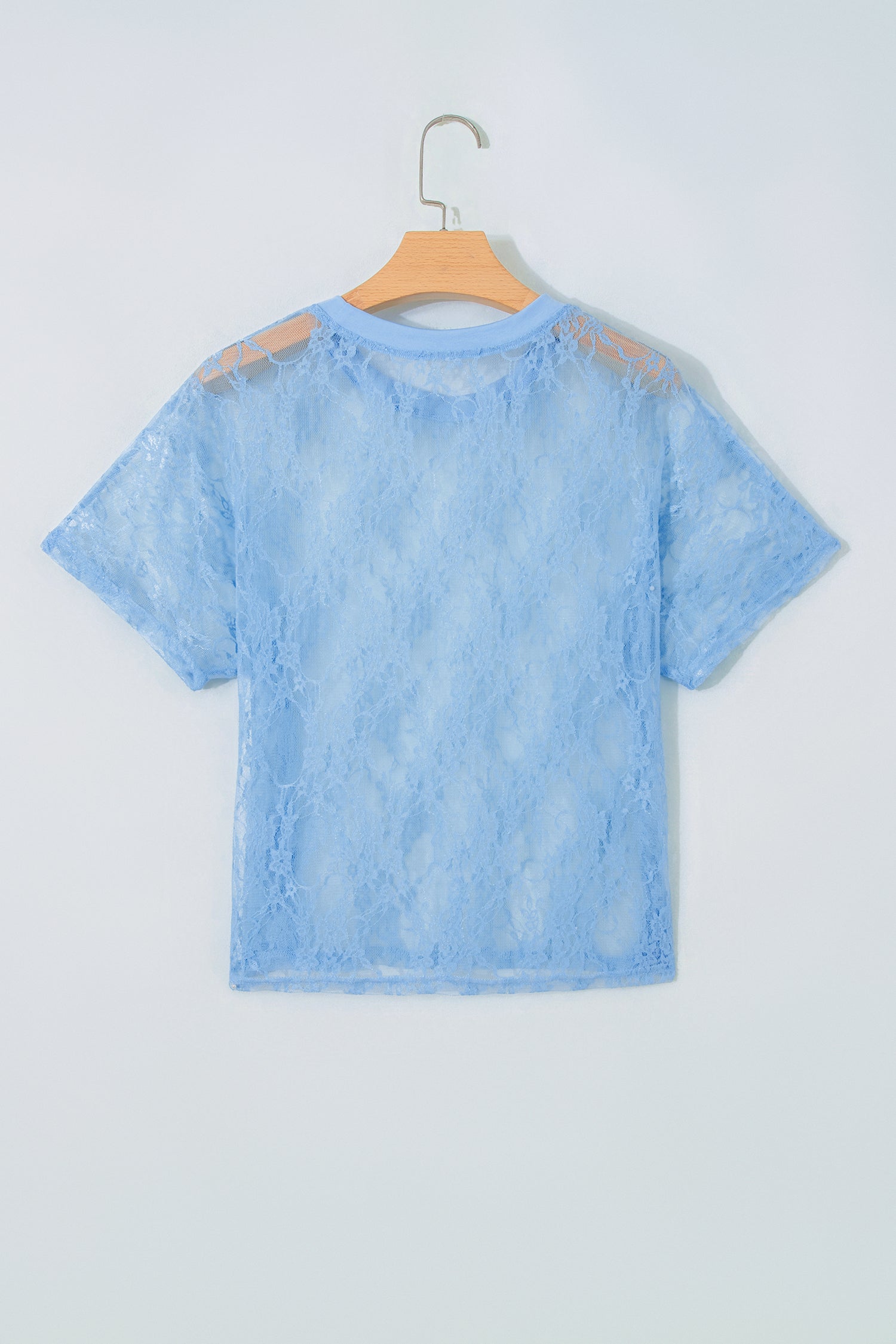 Yellow Cream Sheer Floral Lace Boxy Tee