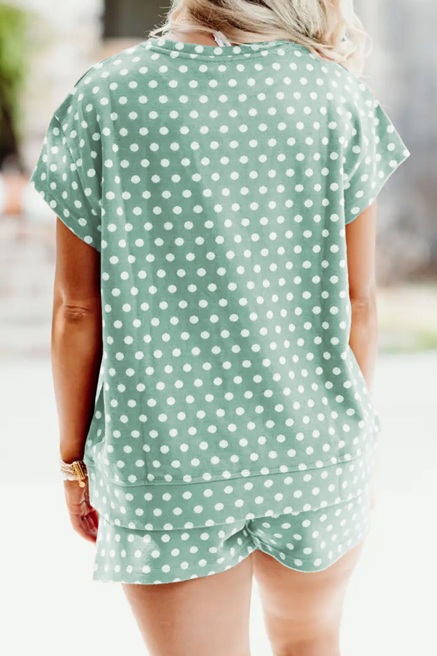 Brown Polka Dot Print Short Set