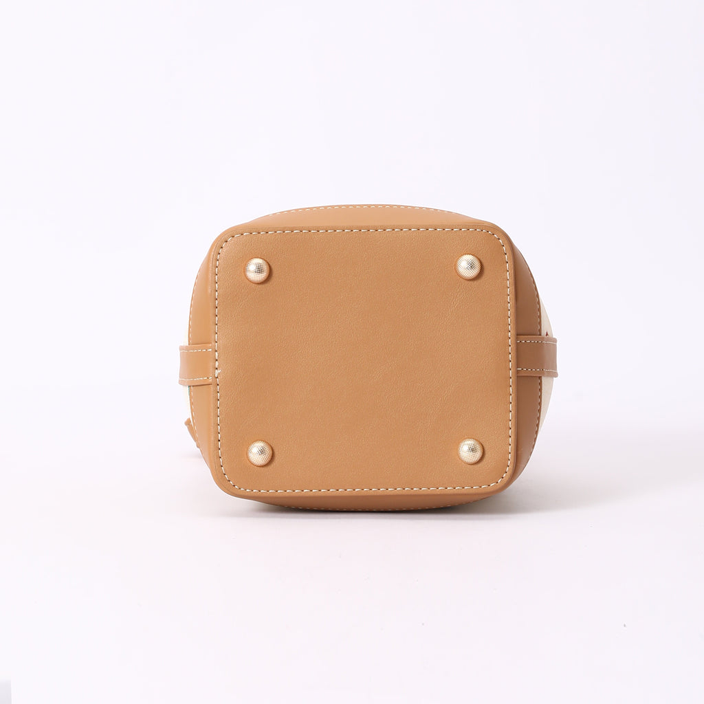 Signare London - Cherry Bucket Handbag in Cream Backdrop