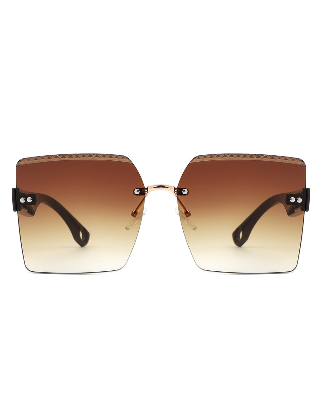 Zephyr - Oversized Tinted Curved Lens Square Fashion Sunglasses
