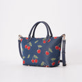 Signare London - Cherry Grab Handbag on Blue Backdrop