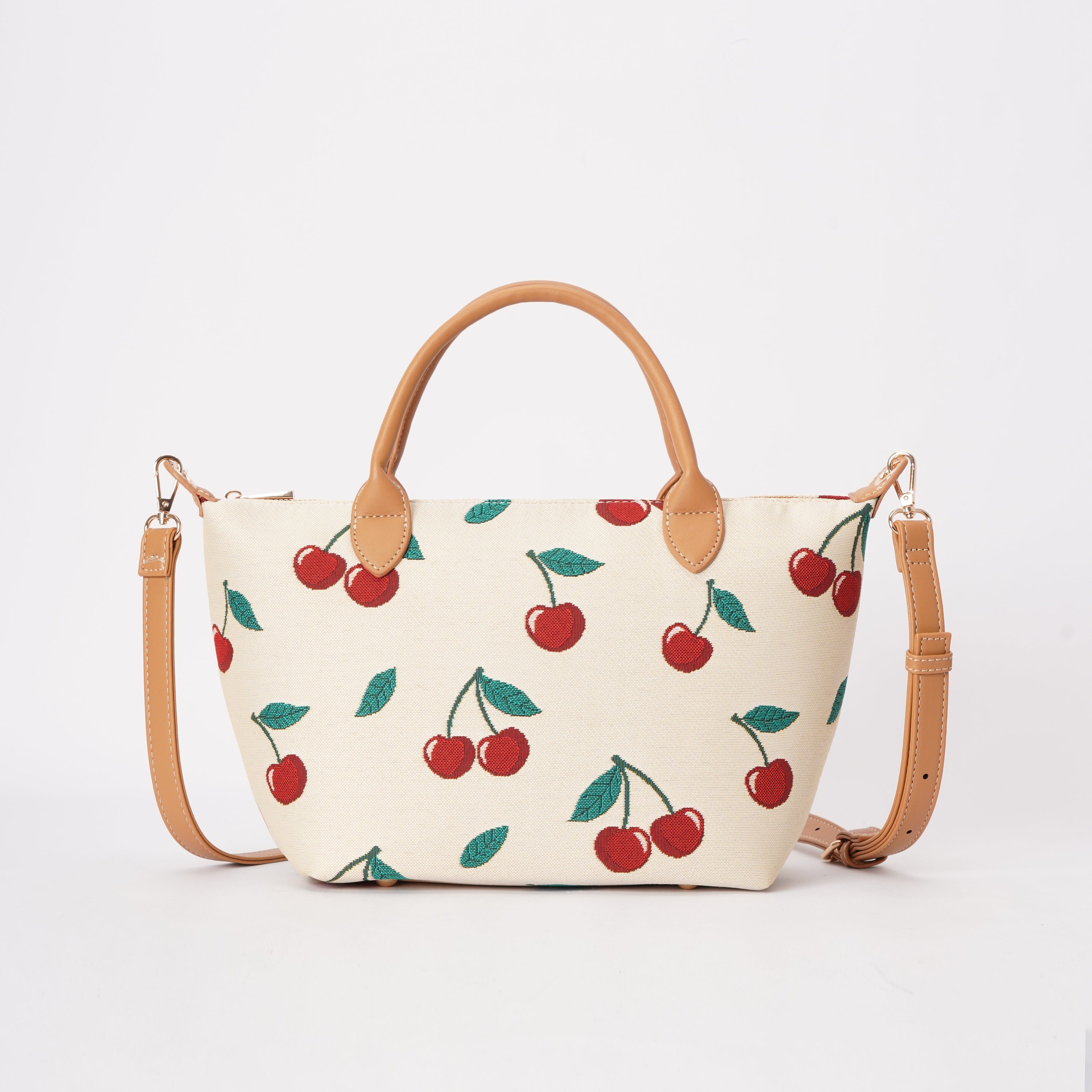 Signare London - Cherry Grab Handbag on Cream Backdrop