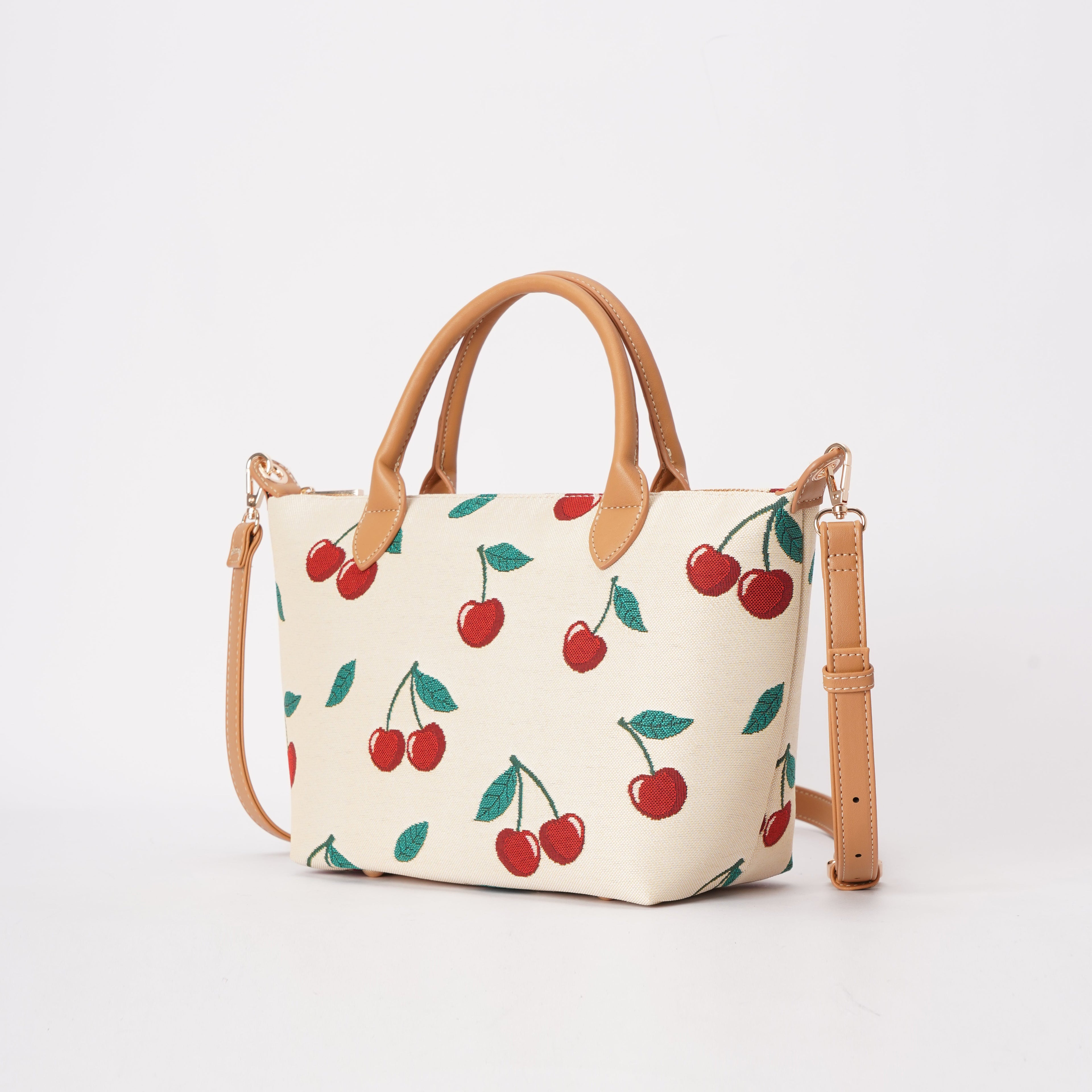 Signare London - Cherry Grab Handbag on Cream Backdrop