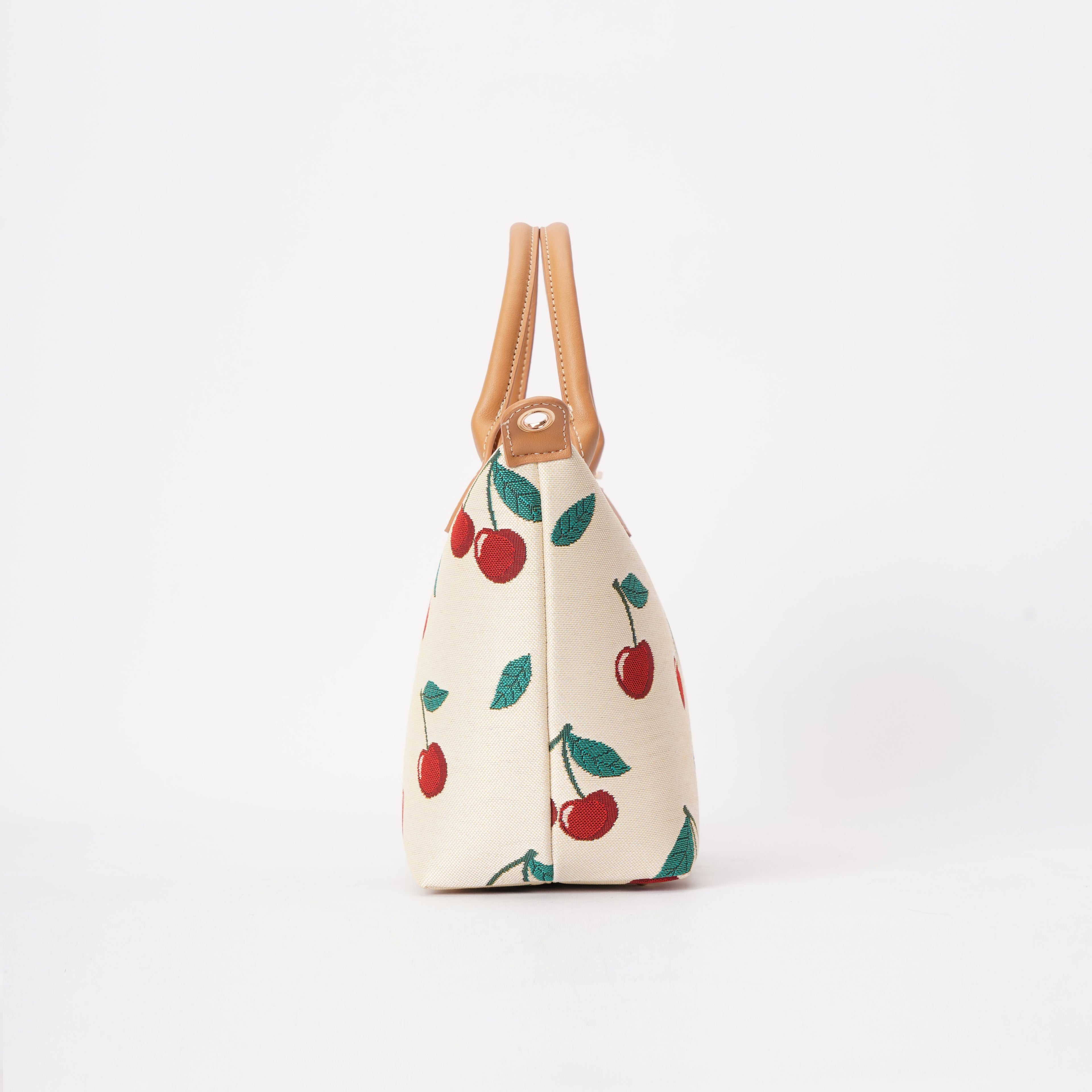 Signare London - Cherry Grab Handbag on Cream Backdrop