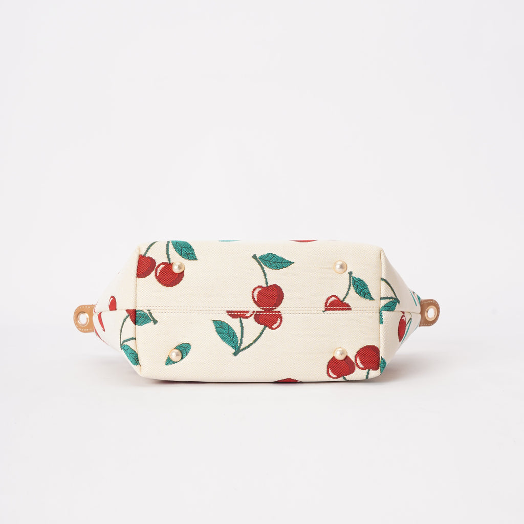 Signare London - Cherry Grab Handbag on Cream Backdrop