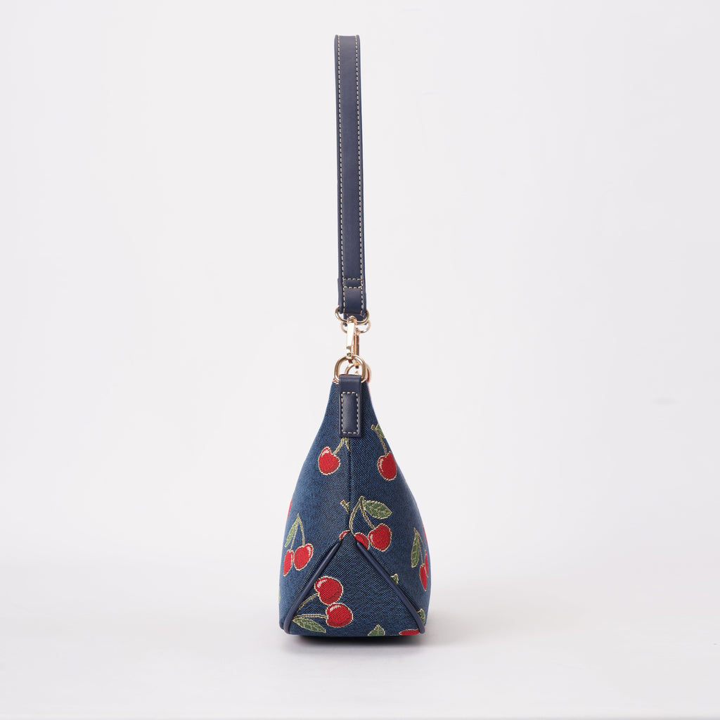 Signare London - Cherry Moon Handbag on Blue Backdrop