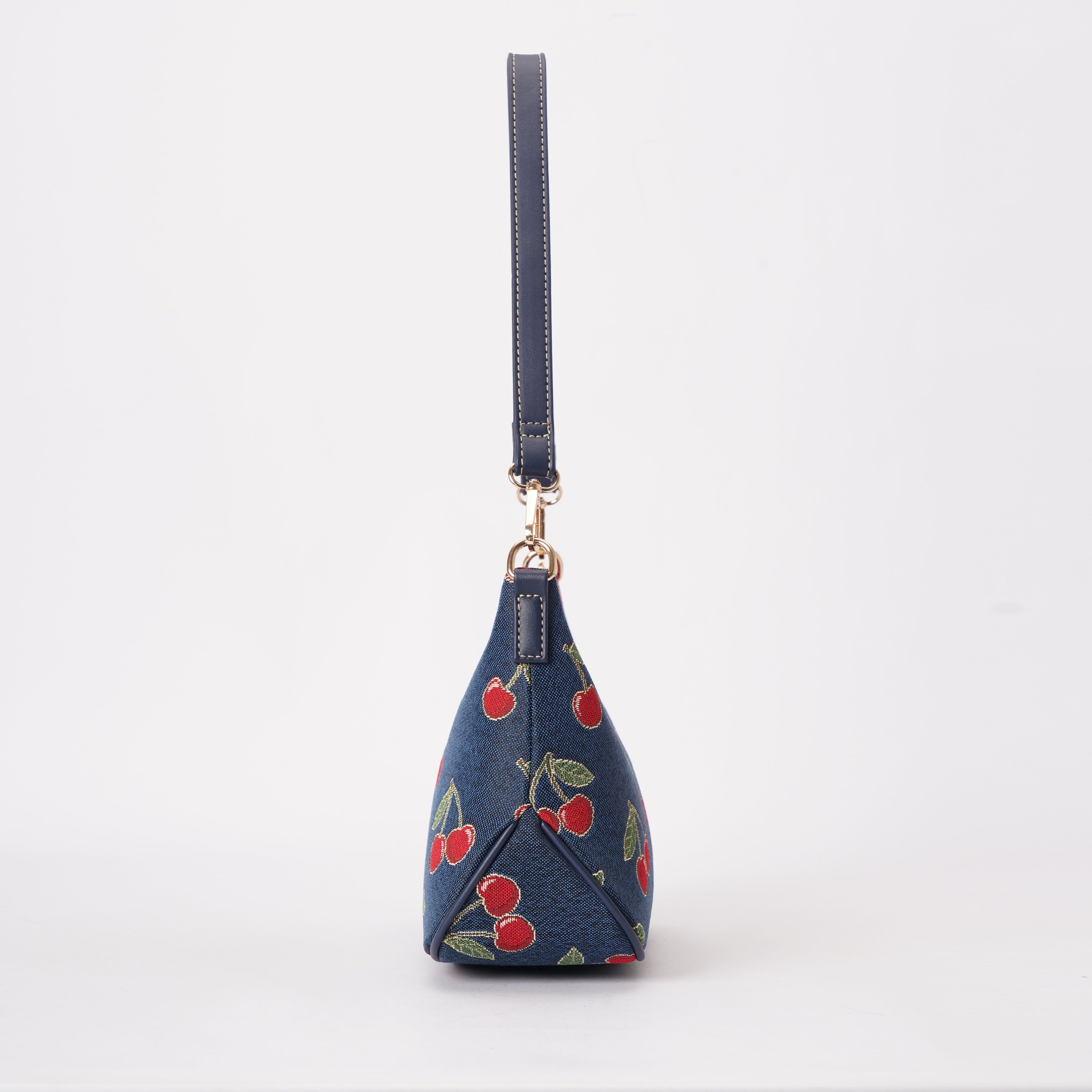 Signare London - Cherry Moon Handbag on Blue Backdrop