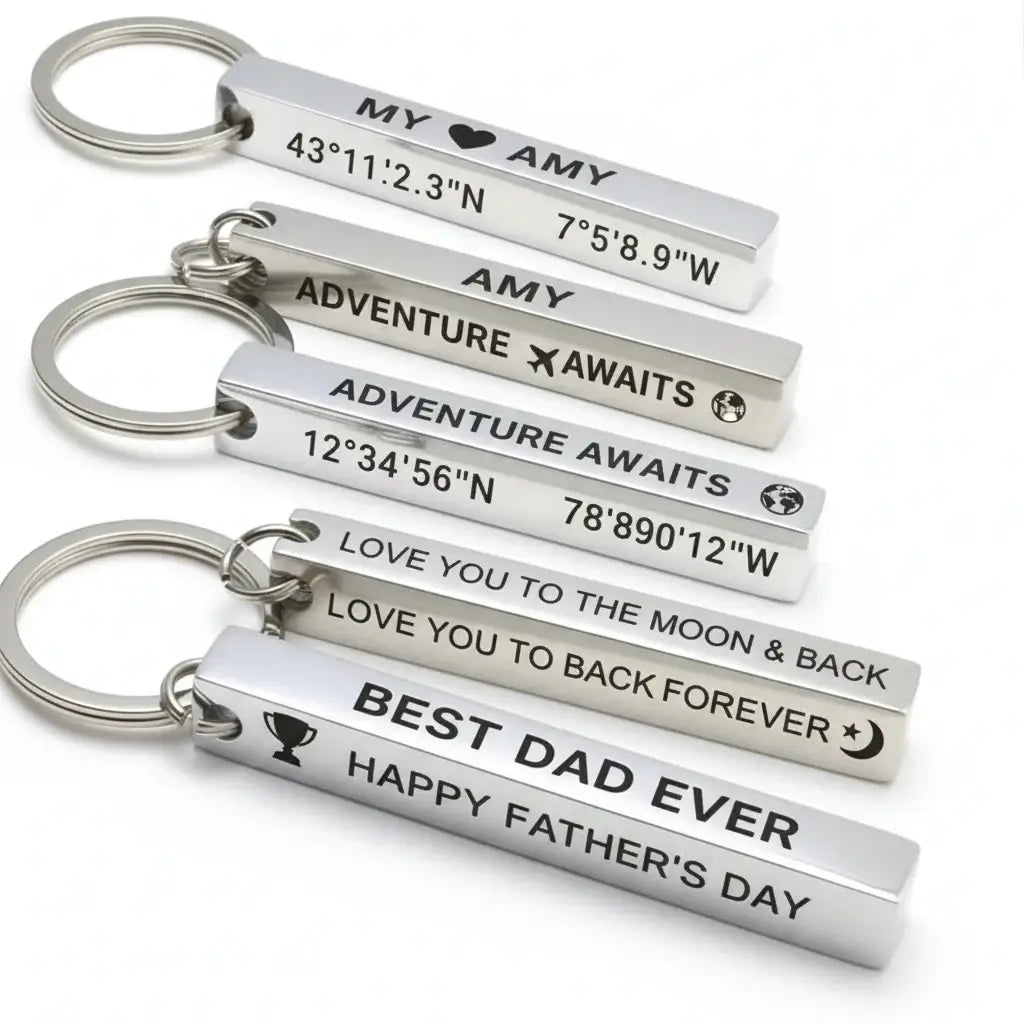 Personalized 3D Keychain 4 Sided Engraving