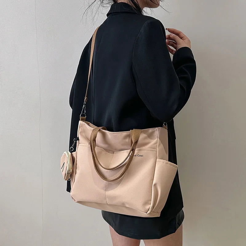 Women's Oxford Tote Crossbody Shoulder Handbag (Khaki)