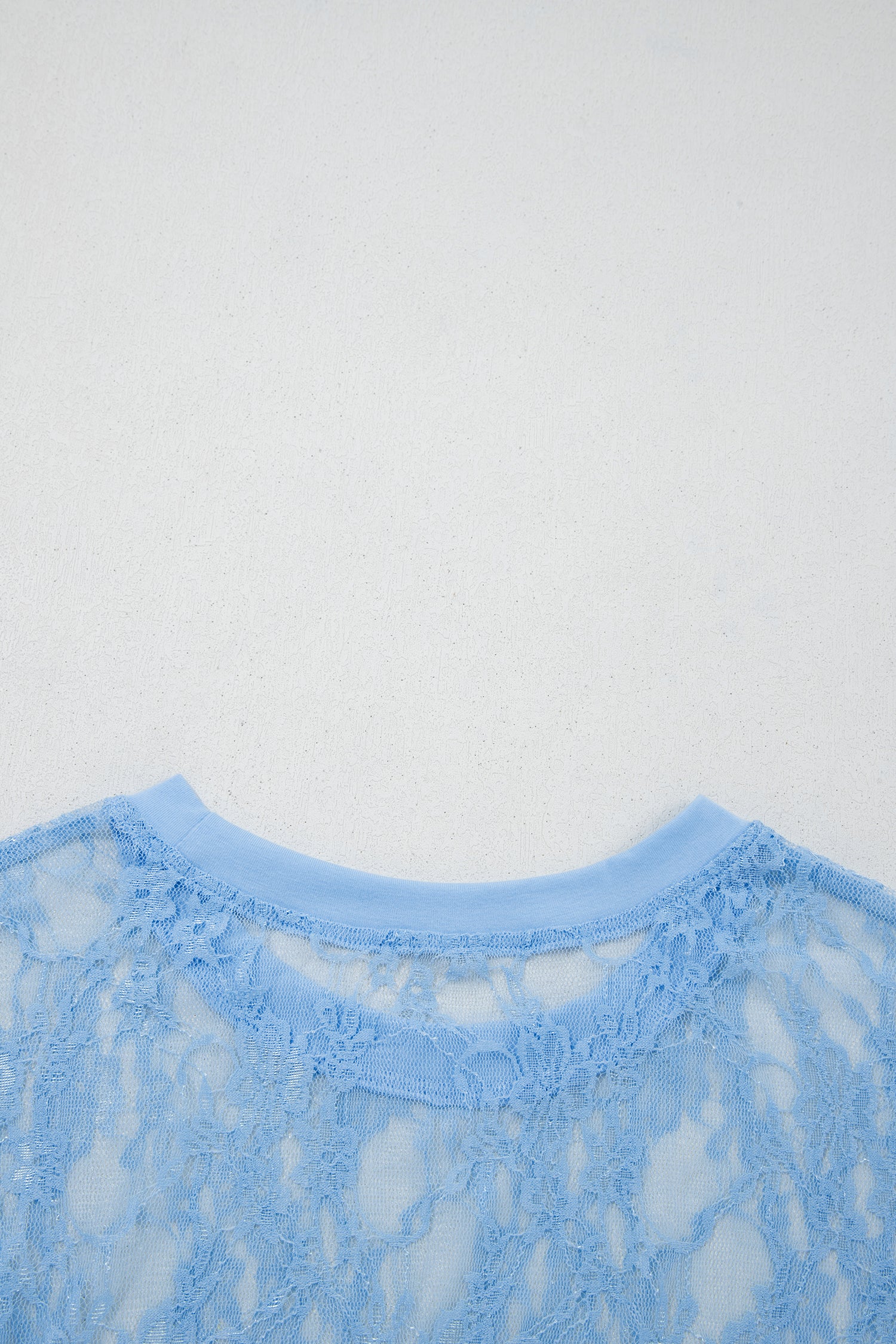 Yellow Cream Sheer Floral Lace Boxy Tee