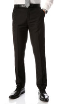 PAUL LORENZO Men's Skinny Fit Black Slim Fit Flat-Front Dress Pants