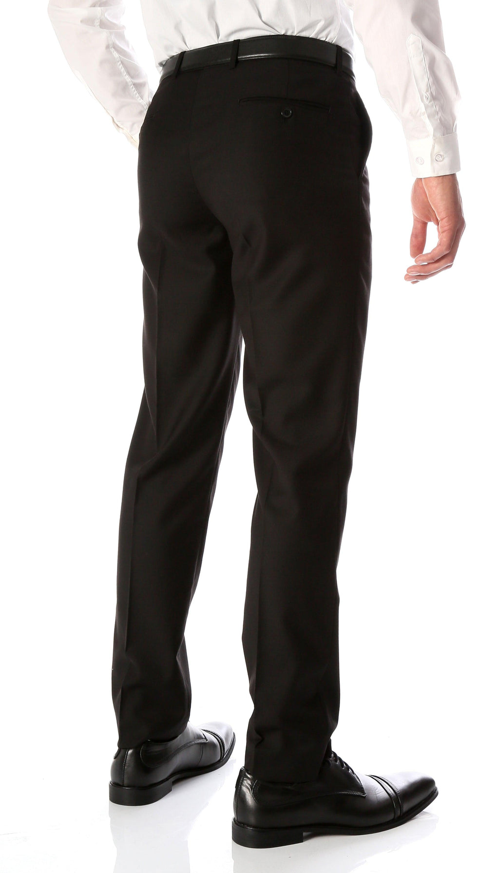 PAUL LORENZO Men's Skinny Fit Black Slim Fit Flat-Front Dress Pants