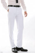 Ferrecci Men's Halo White Slim Fit Flat-Front Dress Pants